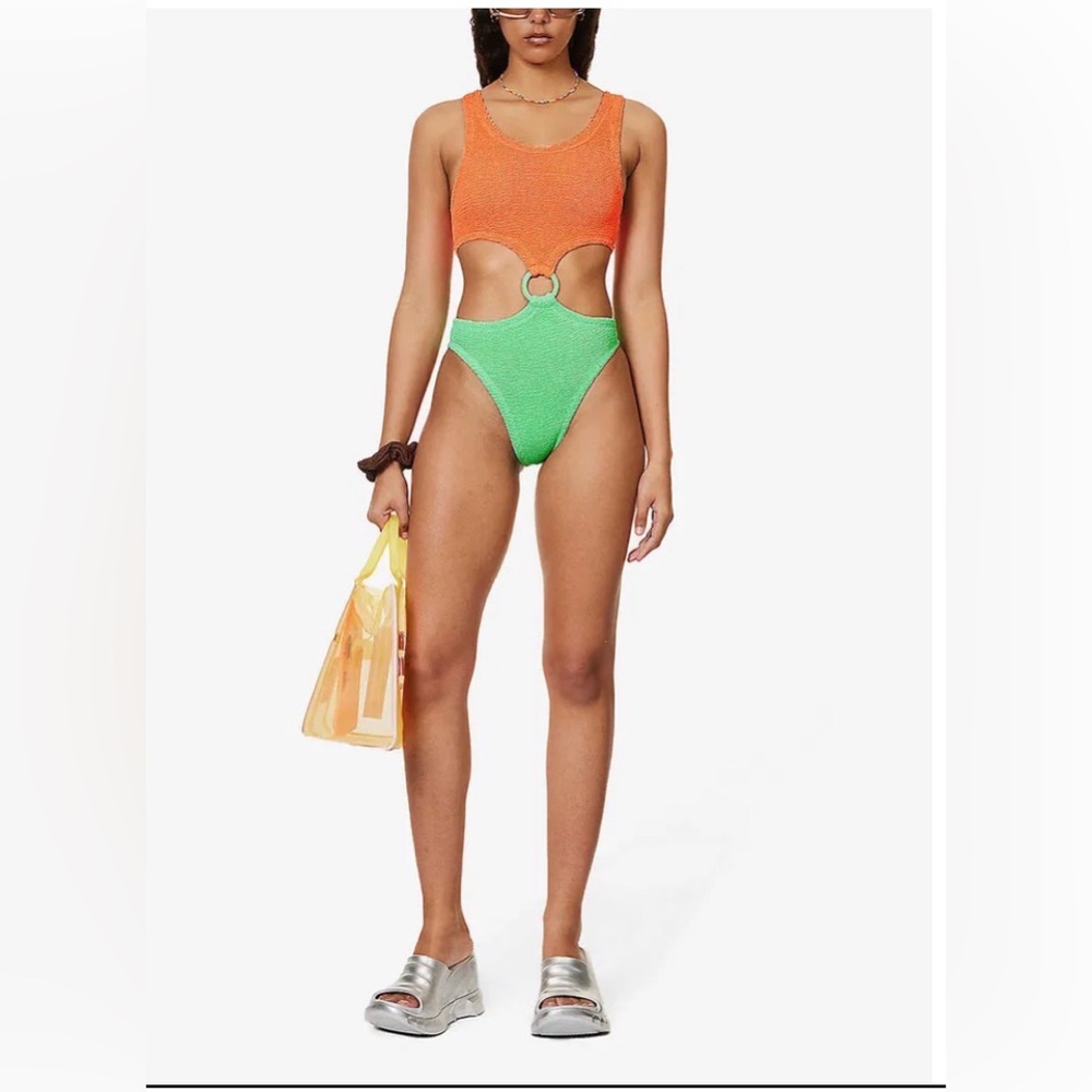 Hunza G Pink and Orange One Piece Swimsuit bikini - Picture 6 of 7